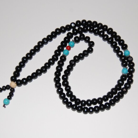 Wood Bracelet,Wood Necklace,108 Pray Beads,Necklace or Bracelet,Buddhist,Peace - Picture 2 of 2